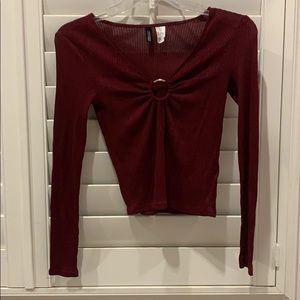 F21 ribbed long sleeve with ring detail